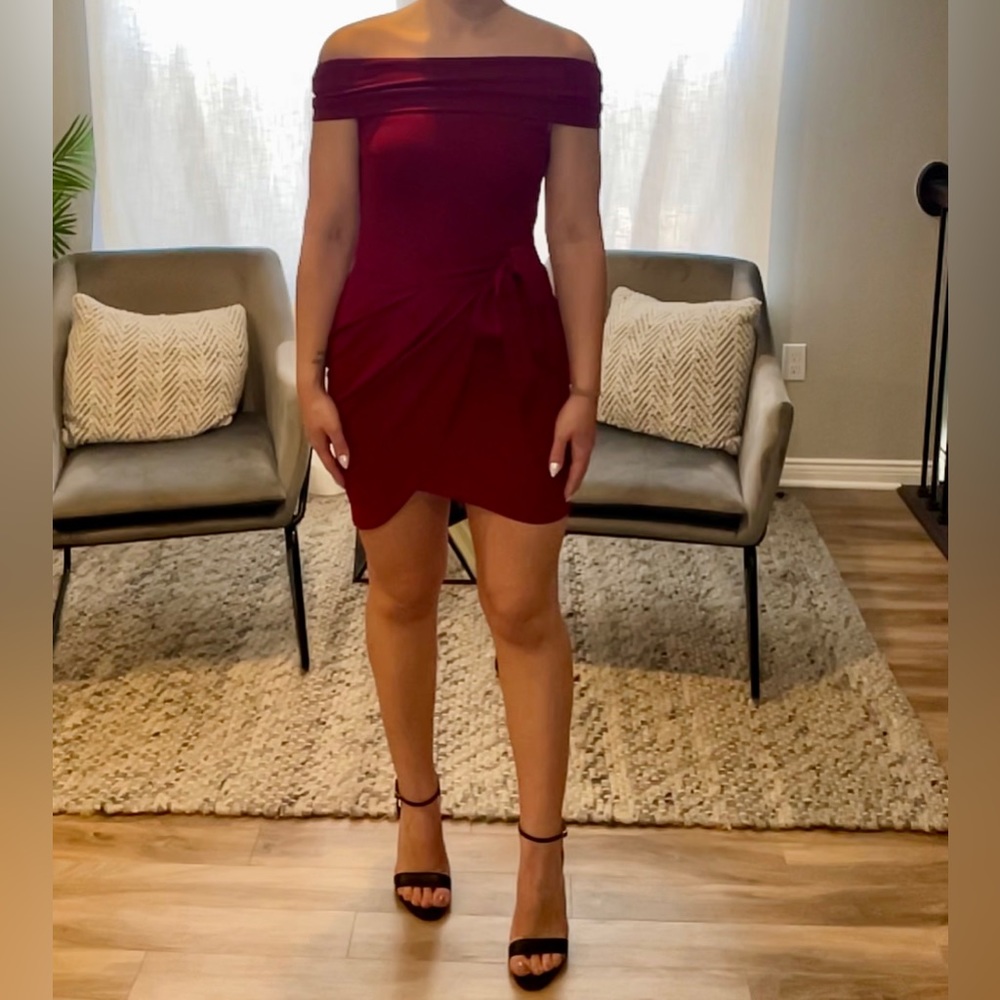 Hello Molly Red off the shoulder Mini Dress, size XS